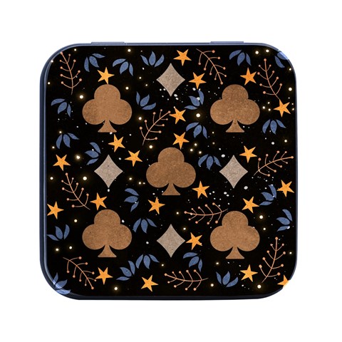 Seamless Pattern Repeat Repetition Square Metal Box (Black) from ArtsNow.com Front