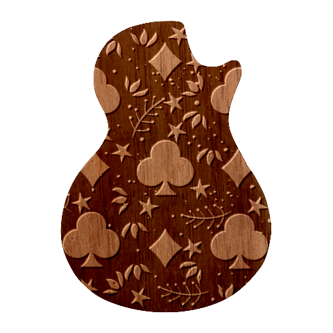 Seamless Pattern Repeat Repetition Guitar Shape Wood Guitar Pick Holder Case And Picks Set from ArtsNow.com Front