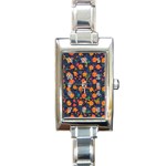 Mid Century Retro Floral 1970s 1960s Pattern 61 Rectangle Italian Charm Watch