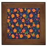 Mid Century Retro Floral 1970s 1960s Pattern 61 Framed Tile