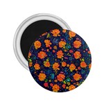 Mid Century Retro Floral 1970s 1960s Pattern 61 2.25  Magnets