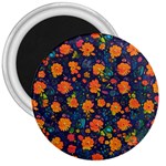 Mid Century Retro Floral 1970s 1960s Pattern 61 3  Magnets
