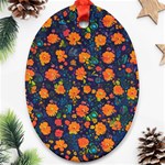 Mid Century Retro Floral 1970s 1960s Pattern 61 Ornament (Oval)