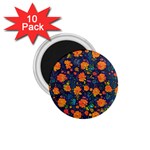 Mid Century Retro Floral 1970s 1960s Pattern 61 1.75  Magnets (10 pack) 
