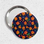 Mid Century Retro Floral 1970s 1960s Pattern 61 2.25  Handbag Mirrors