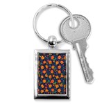 Mid Century Retro Floral 1970s 1960s Pattern 61 Key Chain (Rectangle)