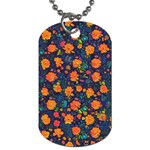 Mid Century Retro Floral 1970s 1960s Pattern 61 Dog Tag (One Side)