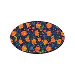 Mid Century Retro Floral 1970s 1960s Pattern 61 Sticker Oval (100 pack)