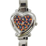 Mid Century Retro Floral 1970s 1960s Pattern 61 Heart Italian Charm Watch