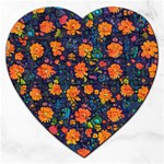 Mid Century Retro Floral 1970s 1960s Pattern 61 Jigsaw Puzzle (Heart)