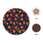 Mid Century Retro Floral 1970s 1960s Pattern 61 Playing Cards Single Design (Round)