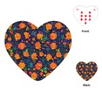 Mid Century Retro Floral 1970s 1960s Pattern 61 Playing Cards Single Design (Heart)