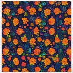 Mid Century Retro Floral 1970s 1960s Pattern 61 Canvas 16  x 16 