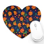 Mid Century Retro Floral 1970s 1960s Pattern 61 Heart Mousepad