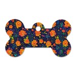 Mid Century Retro Floral 1970s 1960s Pattern 61 Dog Tag Bone (One Side)