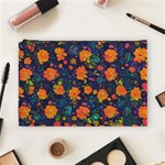 Mid Century Retro Floral 1970s 1960s Pattern 61 Cosmetic Bag (Large)