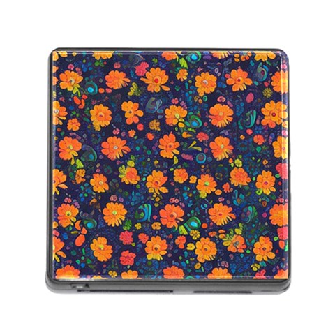 Mid Century Retro Floral 1970s 1960s Pattern 61 Memory Card Reader (Square 5 Slot) from ArtsNow.com Front