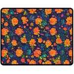Mid Century Retro Floral 1970s 1960s Pattern 61 60  x 50  Fleece Blanket (Medium)