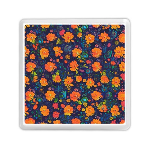 Mid Century Retro Floral 1970s 1960s Pattern 61 Memory Card Reader (Square) from ArtsNow.com Front