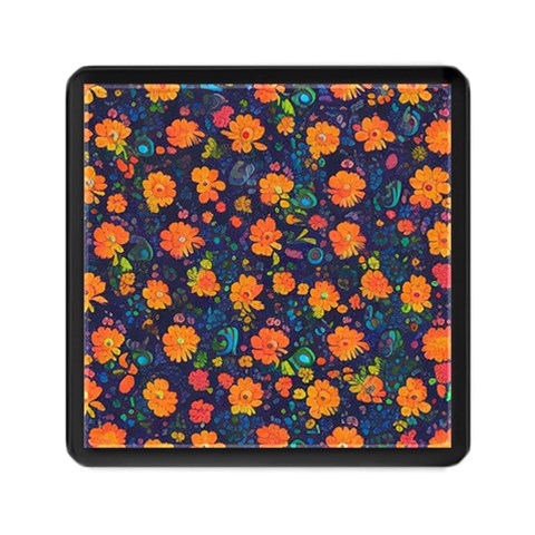 Mid Century Retro Floral 1970s 1960s Pattern 61 Memory Card Reader (Square) from ArtsNow.com Front