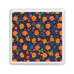Mid Century Retro Floral 1970s 1960s Pattern 61 Memory Card Reader (Square)
