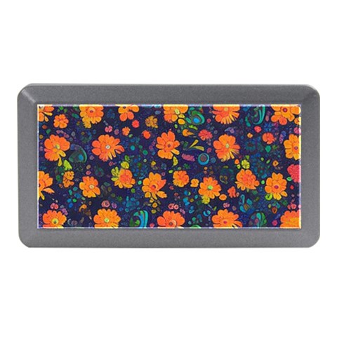 Mid Century Retro Floral 1970s 1960s Pattern 61 Memory Card Reader (Mini) from ArtsNow.com Front