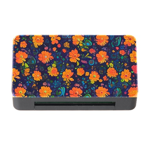 Mid Century Retro Floral 1970s 1960s Pattern 61 Memory Card Reader with CF from ArtsNow.com Front