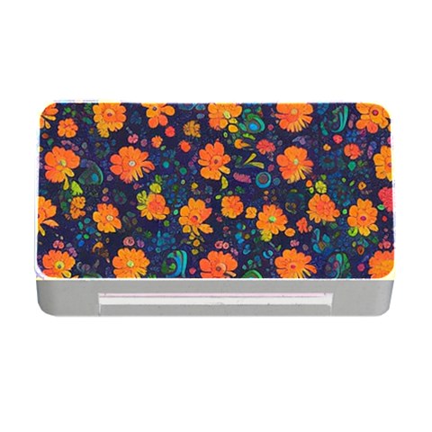 Mid Century Retro Floral 1970s 1960s Pattern 61 Memory Card Reader with CF from ArtsNow.com Front