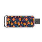 Mid Century Retro Floral 1970s 1960s Pattern 61 Portable USB Flash (Two Sides)