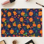 Mid Century Retro Floral 1970s 1960s Pattern 61 Cosmetic Bag (XXL)