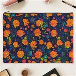 Mid Century Retro Floral 1970s 1960s Pattern 61 Cosmetic Bag (XXXL)