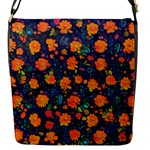 Mid Century Retro Floral 1970s 1960s Pattern 61 Flap Closure Messenger Bag (S)