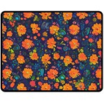 Mid Century Retro Floral 1970s 1960s Pattern 61 60  x 50  Two Sides Fleece Blanket (Medium)