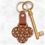 Mid Century Retro Floral 1970s 1960s Pattern 61 Engraved Wood Key Chain
