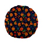 Mid Century Retro Floral 1970s 1960s Pattern 61 Standard 15  Premium Flano Round Cushions