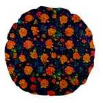 Mid Century Retro Floral 1970s 1960s Pattern 61 Large 18  Premium Flano Round Cushions