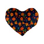 Mid Century Retro Floral 1970s 1960s Pattern 61 Standard 16  Premium Flano Heart Shape Cushions