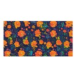 Mid Century Retro Floral 1970s 1960s Pattern 61 Satin Shawl 45  x 80 