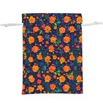 Mid Century Retro Floral 1970s 1960s Pattern 61 Lightweight Drawstring Pouch (XL)