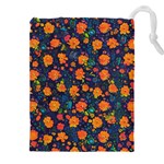 Mid Century Retro Floral 1970s 1960s Pattern 61 Drawstring Pouch (4XL)
