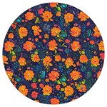 Mid Century Retro Floral 1970s 1960s Pattern 61 Round Trivet