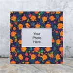 Mid Century Retro Floral 1970s 1960s Pattern 61 White Box Photo Frame 4  x 6 