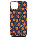 Mid Century Retro Floral 1970s 1960s Pattern 61 iPhone 14 Plus Black UV Print PC Hardshell Case
