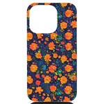 Mid Century Retro Floral 1970s 1960s Pattern 61 iPhone 14 Pro Black UV Print PC Hardshell Case