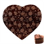 Mid Century Retro Floral 1970s 1960s Pattern 61 Heart Wood Jewelry Box