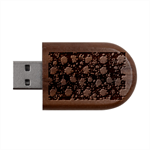Mid Century Retro Floral 1970s 1960s Pattern 61 Wood Oval USB Flash Drive