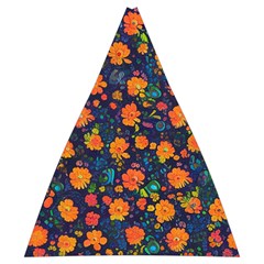 Mid Century Retro Floral 1970s 1960s Pattern 61 Automatic Folding Umbrella with Case (Medium) from ArtsNow.com 17.22 x19.95  Umbrella - 2