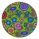 Mid Century Retro Floral 1970s 1960s Pattern 59 Magnet 5  (Round)