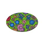 Mid Century Retro Floral 1970s 1960s Pattern 59 Sticker Oval (10 pack)