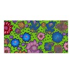 Mid Century Retro Floral 1970s 1960s Pattern 59 Satin Wrap 35  x 70 